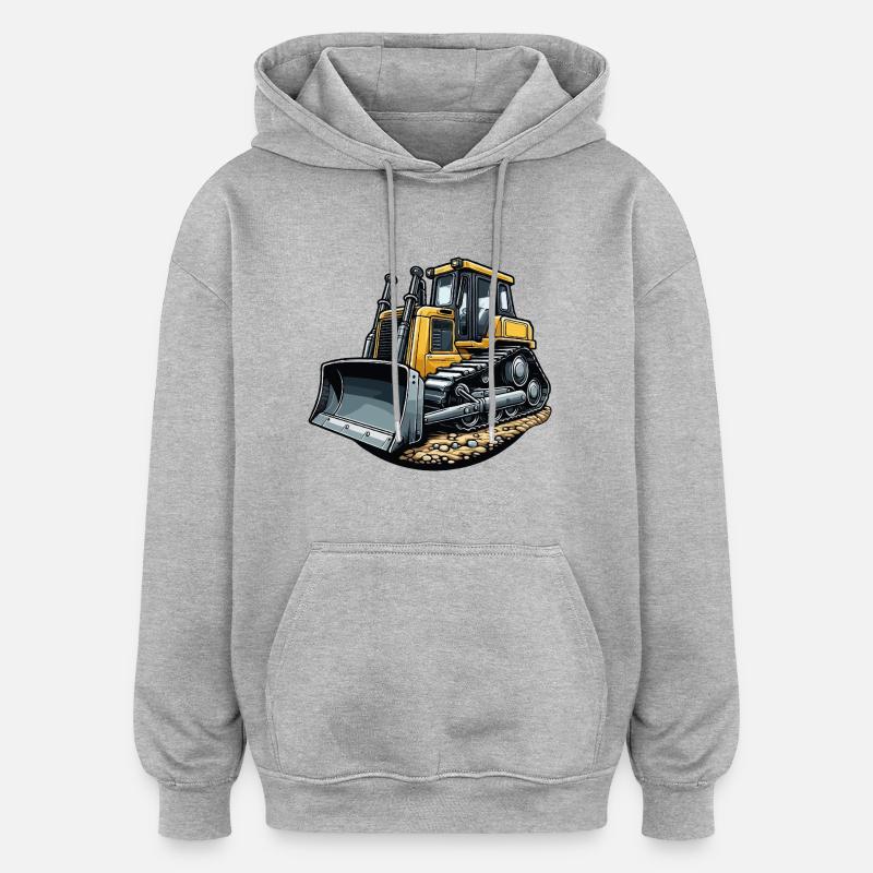 Planierraupe groß - Oversized Unisex Hoodie - Grau meliert