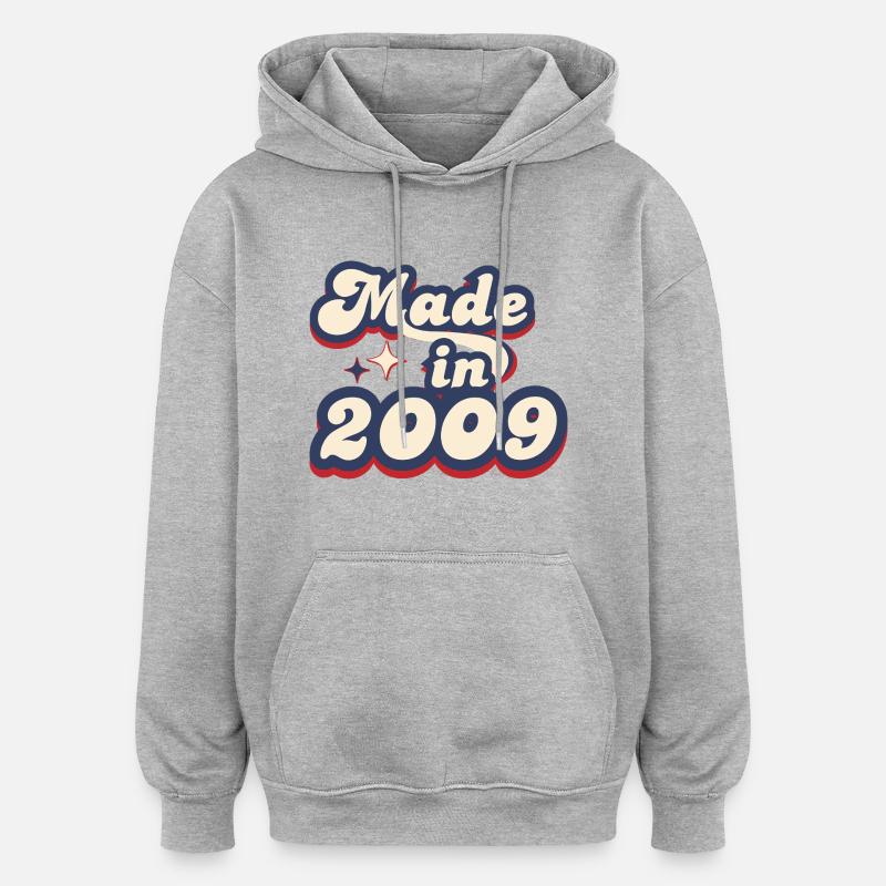 Made in 2009 retro - Sweat à capuche oversize unisexe - gris chiné