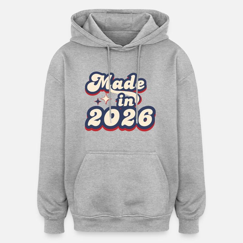 Made in 2026 retro - Sweat à capuche oversize unisexe - gris chiné