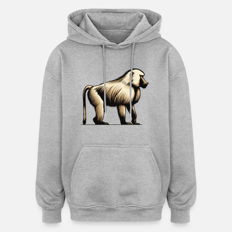 Babouin - Sweat à capuche oversize unisexe - gris chiné