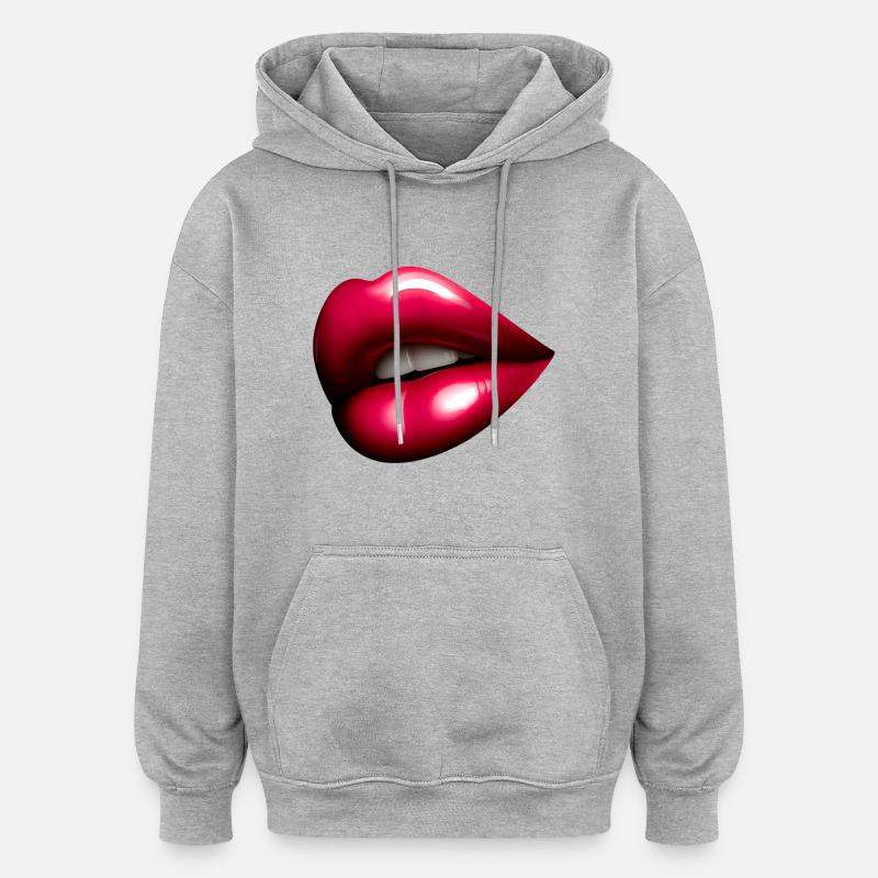 Pretty Red Mouth - Red Lip - Sweat à capuche oversize unisexe - gris chiné