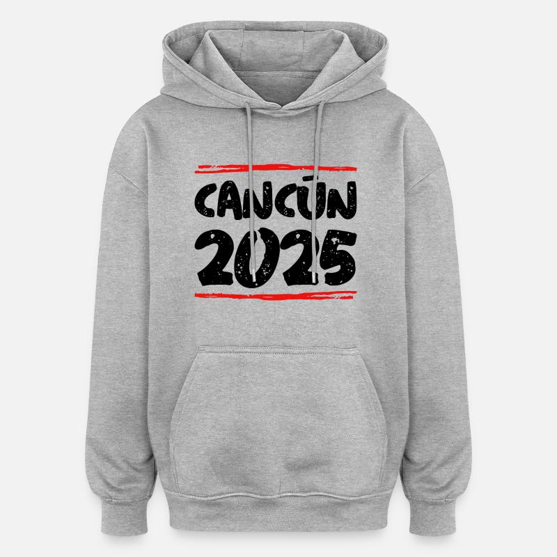 Cancun 2025 Dicton - Sweat à capuche oversize unisexe - gris chiné