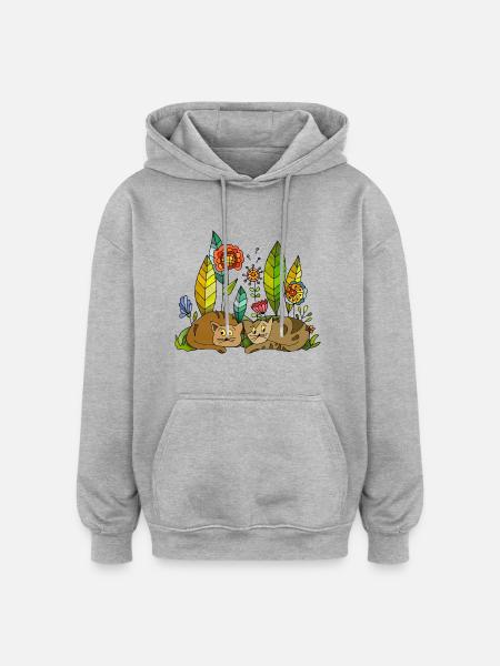 Cats - Oversized Unisex Hoodie - heather grey
