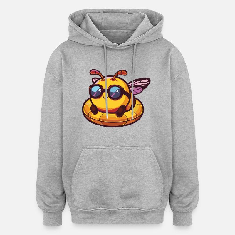 Abeille Bande Dessinée Cool - Sweat à capuche oversize unisexe - gris chiné