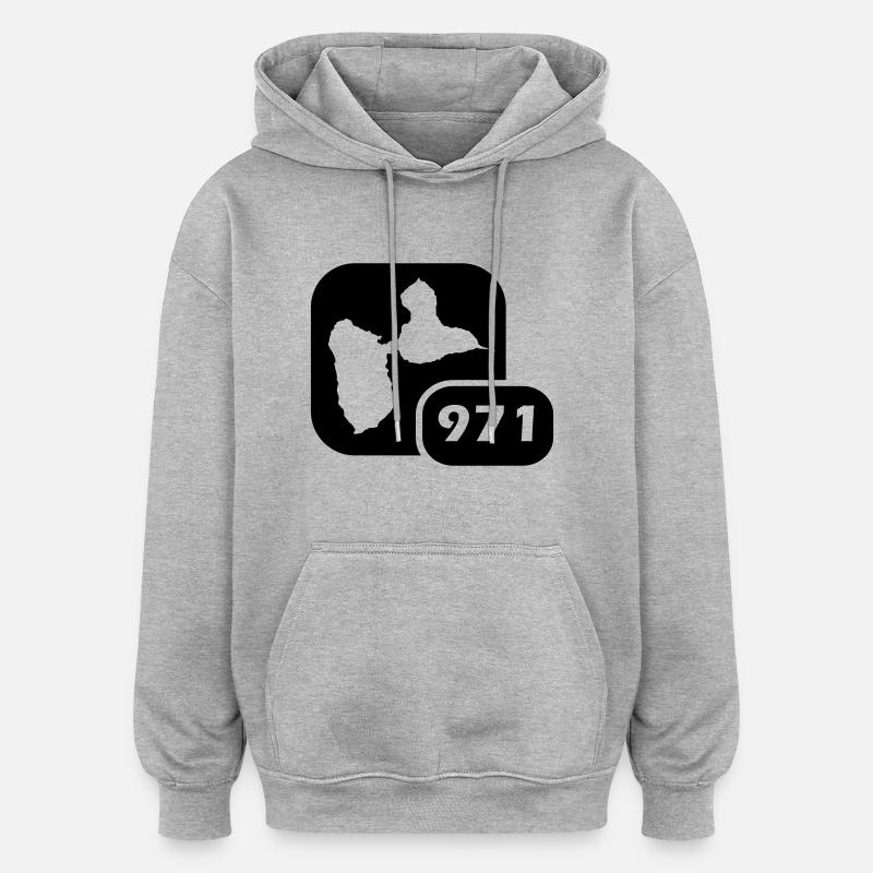 gwada - Sweat à capuche oversize unisexe - gris chiné