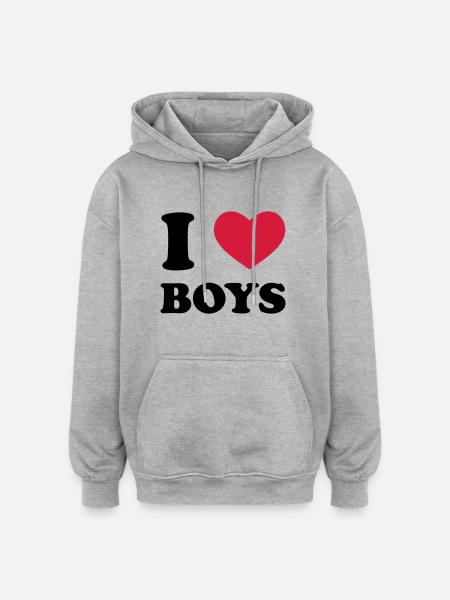 I Love Boys - Oversized Unisex Hoodie - heather grey