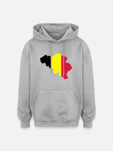 Belgien - Oversized Unisex Hoodie - Grau meliert