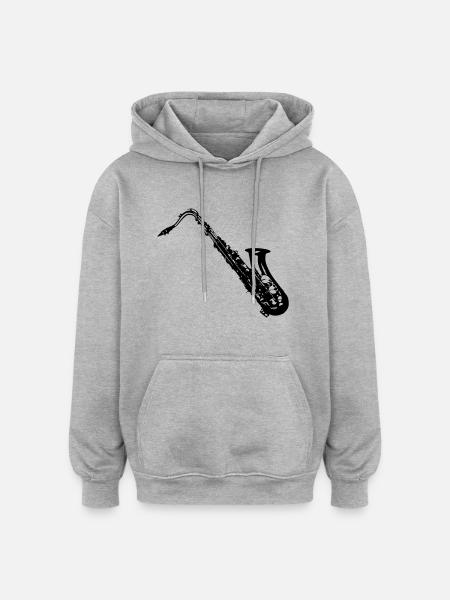 Saxophon - Oversized Unisex Hoodie - Grau meliert