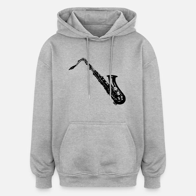 Saxophon - Oversized Unisex Hoodie - Grau meliert