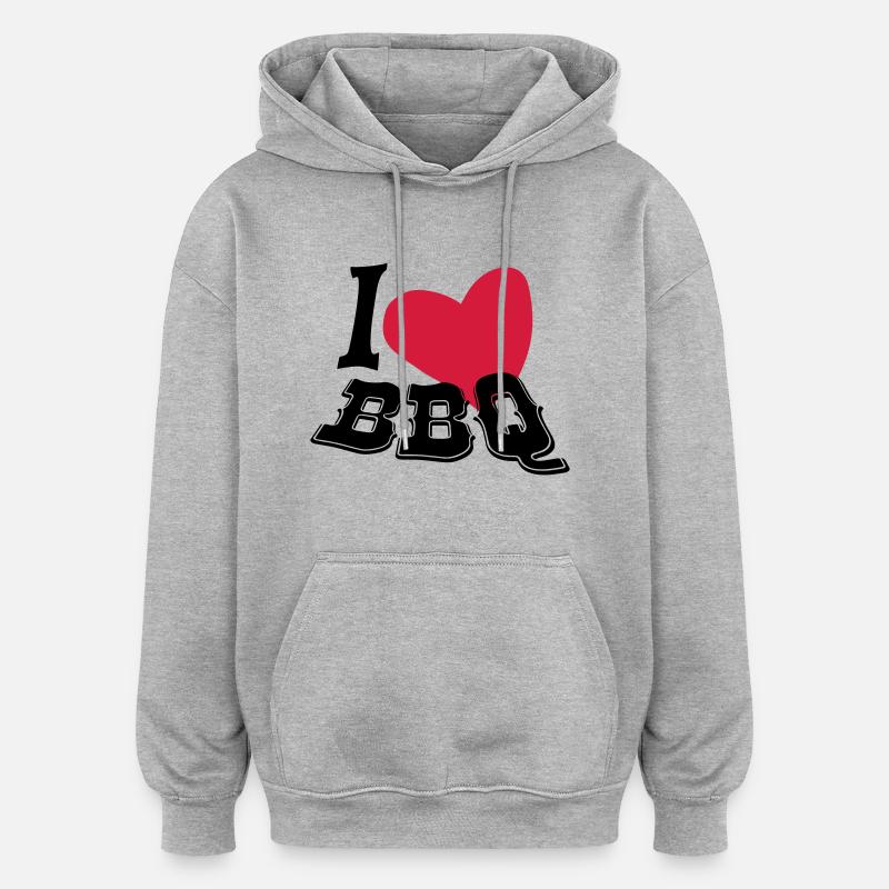 J'aime BBQ - Sweat à capuche oversize unisexe - gris chiné