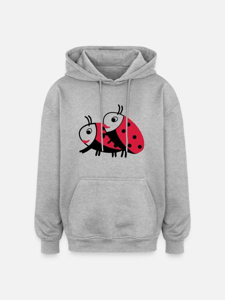 Marienkäfer - Oversized Unisex Hoodie - Grau meliert