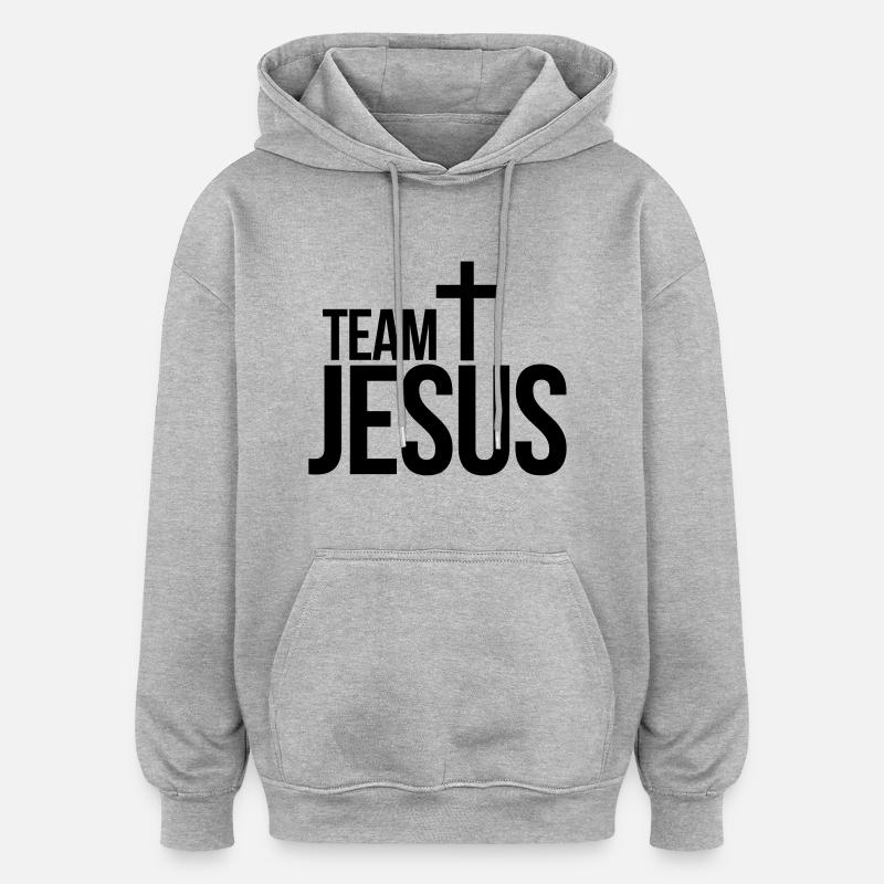 Team Jesus - Sweat à capuche oversize unisexe - gris chiné