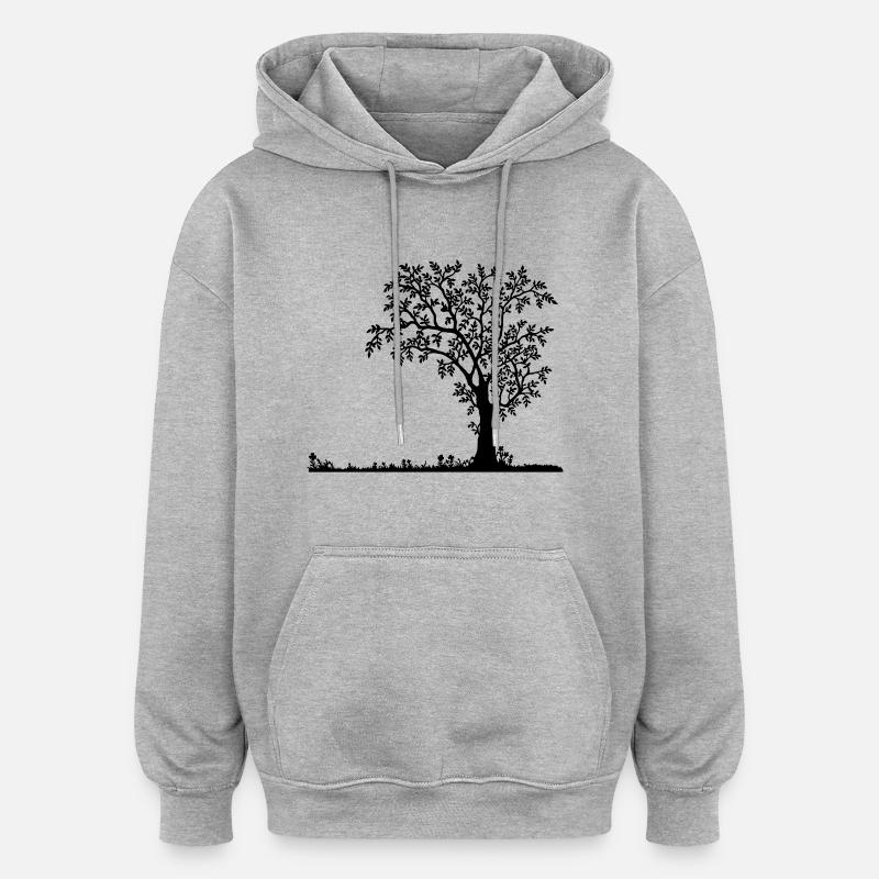 silhouette Nature - Sweat à capuche oversize unisexe - gris chiné
