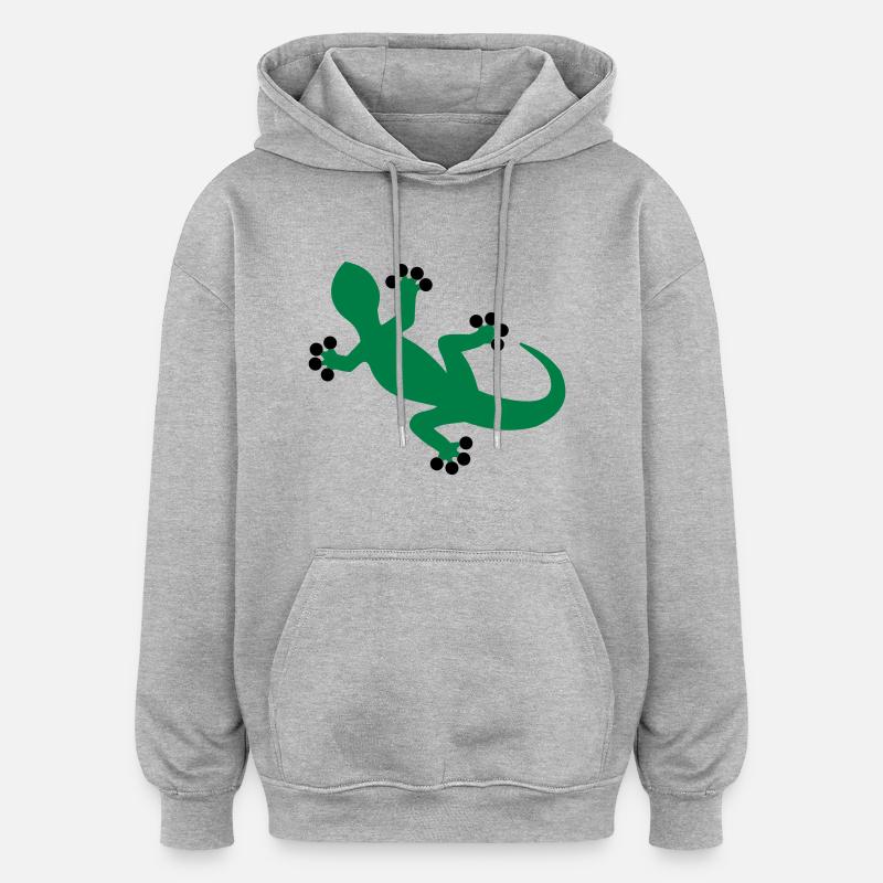 Gecko / Lézard - Sweat à capuche oversize unisexe - gris chiné