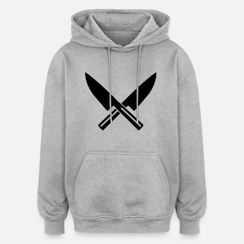 Messer - Oversized Unisex Hoodie - Grau meliert