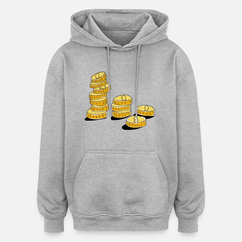 pièces - Sweat à capuche oversize unisexe - gris chiné