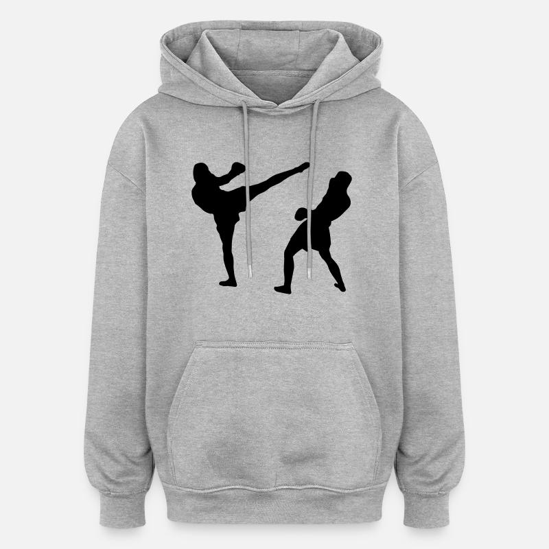 Muay-Thai-Box - Sweat à capuche oversize unisexe - gris chiné