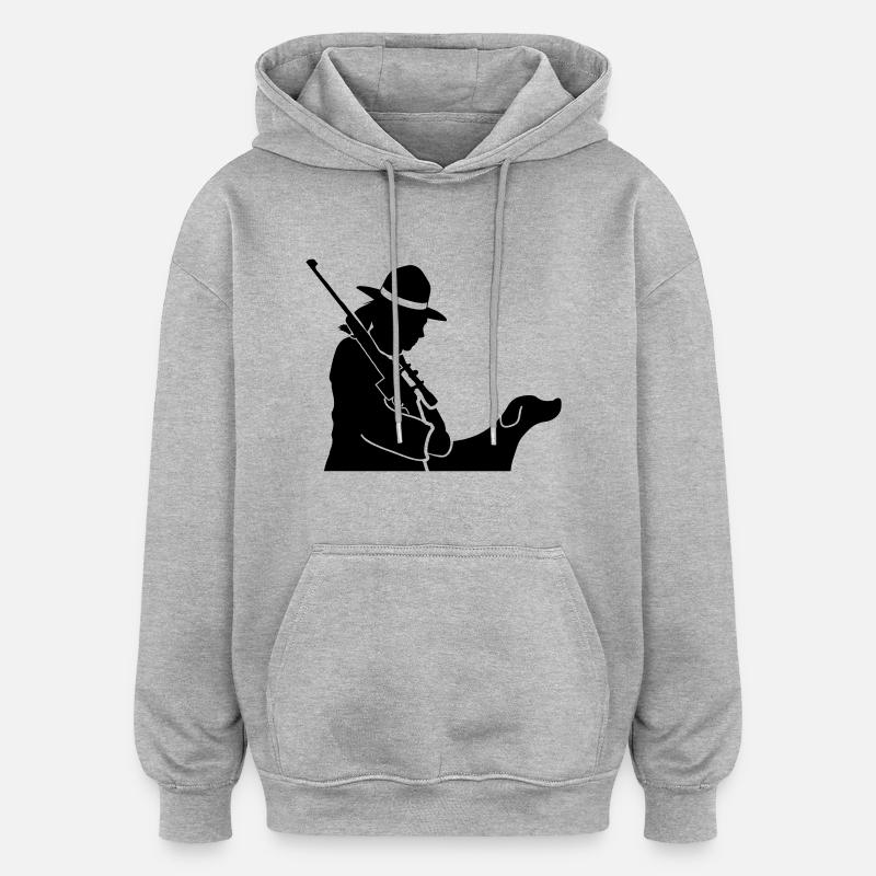 Chasseuse - Sweat à capuche oversize unisexe - gris chiné