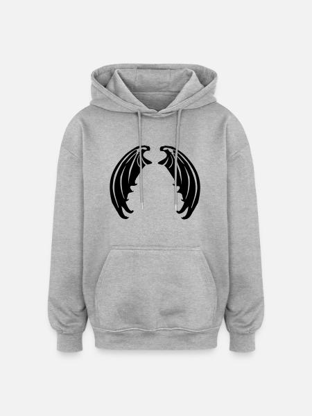 Flügel von Vampiren oder Teufelchen - Oversized Unisex Hoodie - Grau meliert