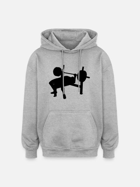Benchpress - Oversized Unisex Hoodie - Grau meliert