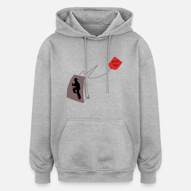 KaraTee. karaté - Sweat à capuche oversize unisexe - gris chiné