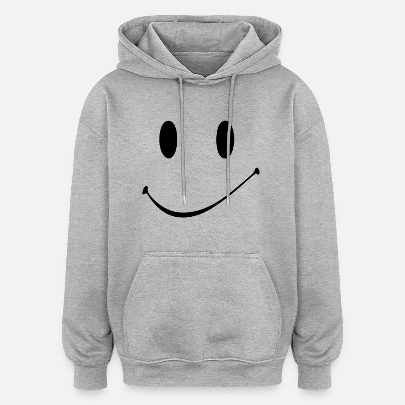 heureux smiley sourire - Sweat à capuche oversize unisexe - gris chiné