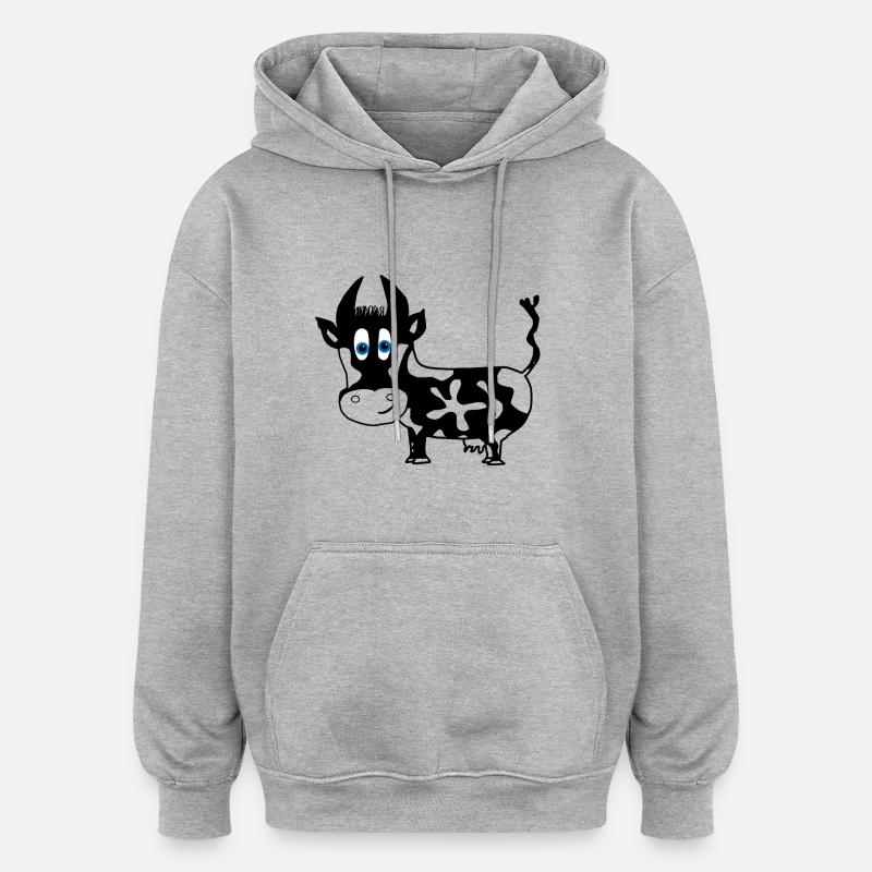 Kuh schwarz Flecken Tier Geschenkidee - Oversized Unisex Hoodie - Grau meliert