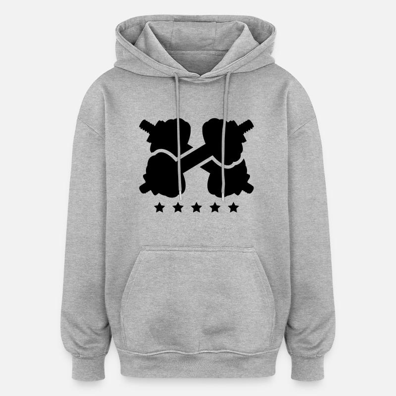 hantel_logo_pa1 - Sweat à capuche oversize unisexe - gris chiné