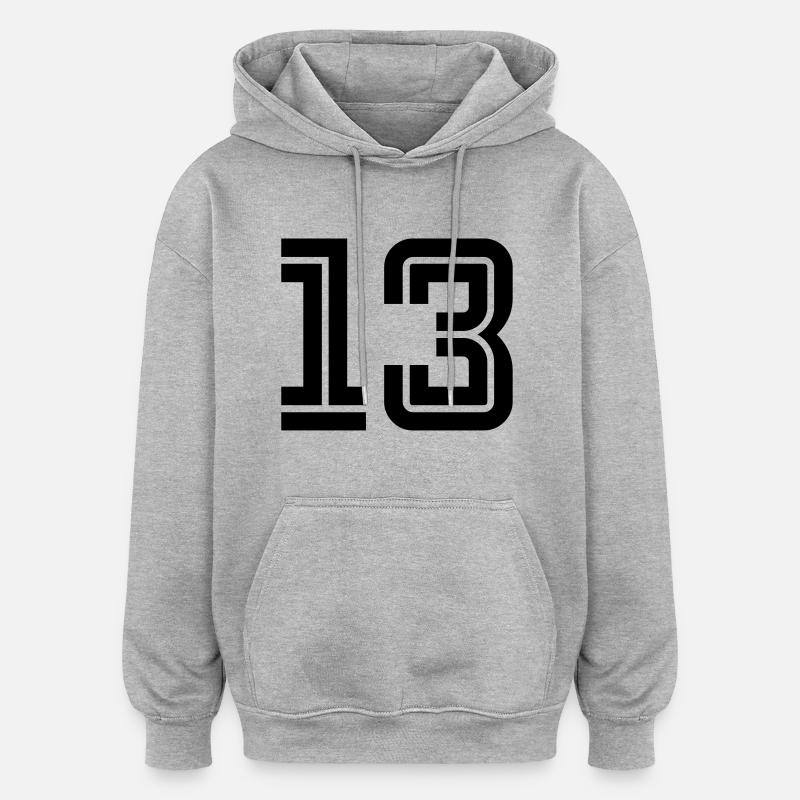 13f - Sweat à capuche oversize unisexe - gris chiné