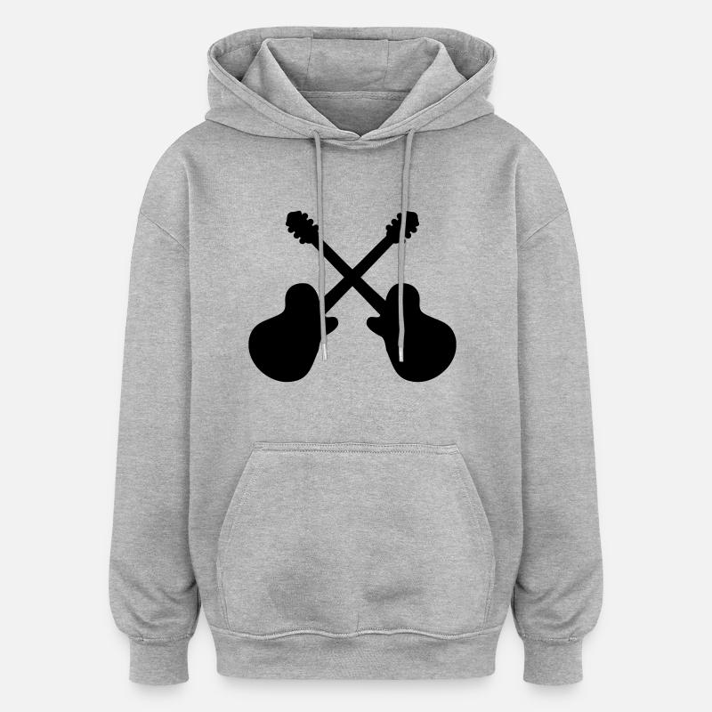 Guitare - Sweat à capuche oversize unisexe - gris chiné