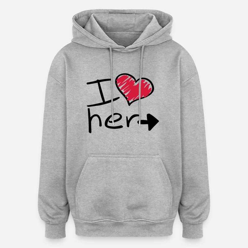 i_love_her_va2 - Sweat à capuche oversize unisexe - gris chiné