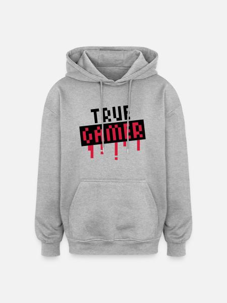 True Gamer Stamp - Oversized Unisex Hoodie - Grau meliert