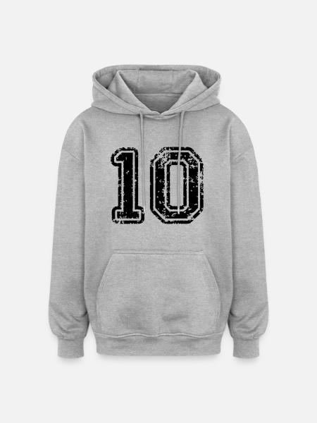 10 - Nummer - Oversized Unisex Hoodie - Grau meliert