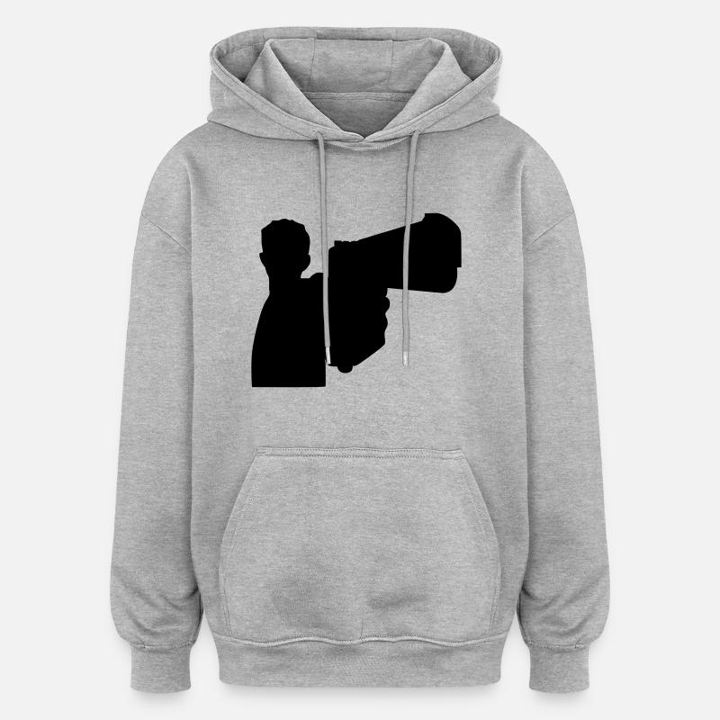 Mann mit Waffe - Oversized Unisex Hoodie - Grau meliert