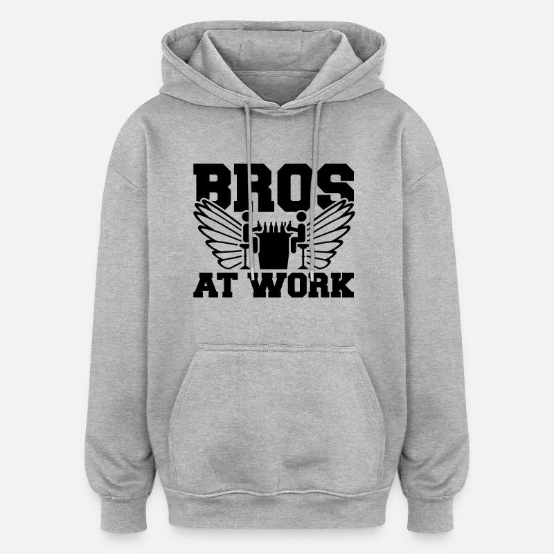 bros_at_work_so1 - Sweat à capuche oversize unisexe - gris chiné