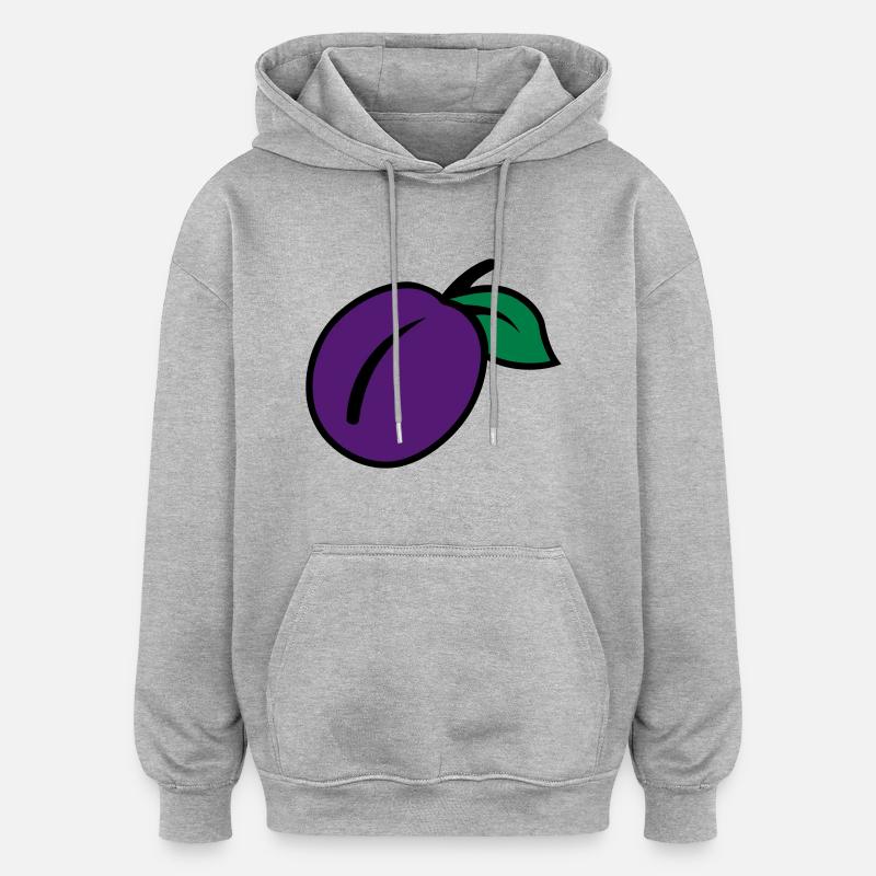 Blomme - Oversize unisex hoodie - grå meleret