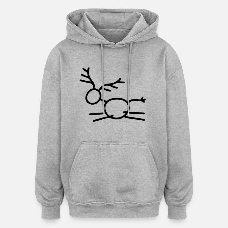Springender Hirsch - Oversized Unisex Hoodie - Grau meliert