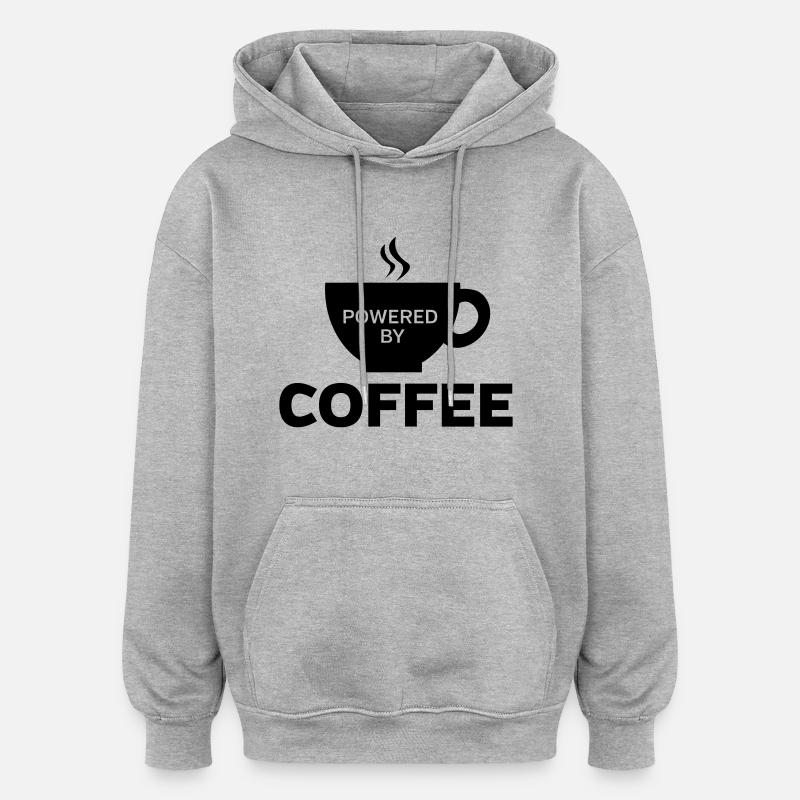 Powered By Coffee - Sweat à capuche oversize unisexe - gris chiné