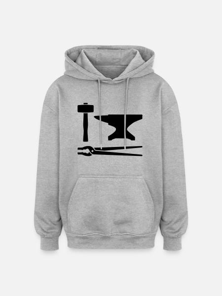 Forgeron - Sweat à capuche oversize unisexe - gris chiné