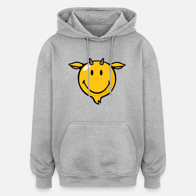 Smiley Goat - Sweat à capuche oversize unisexe - gris chiné