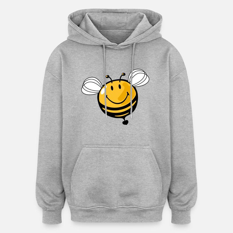 Smiley Bee - Sweat à capuche oversize unisexe - gris chiné
