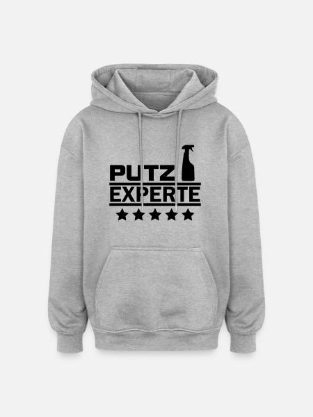 putz experte - Oversized Unisex Hoodie - Grau meliert
