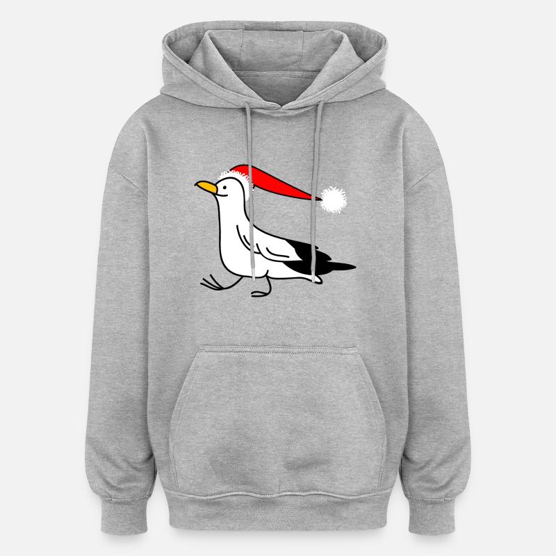 Christmas seagull - Sweat à capuche oversize unisexe - gris chiné