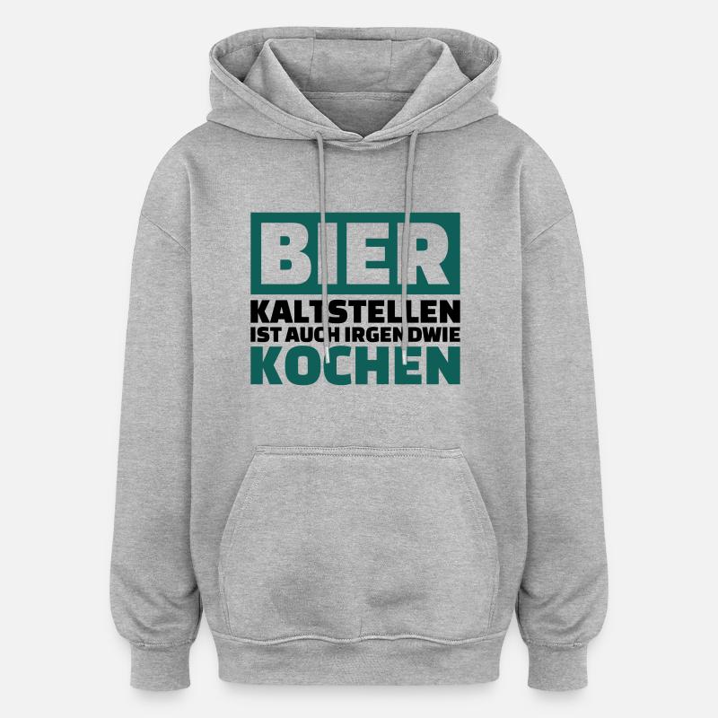 Bier - Oversized Unisex Hoodie - Grau meliert