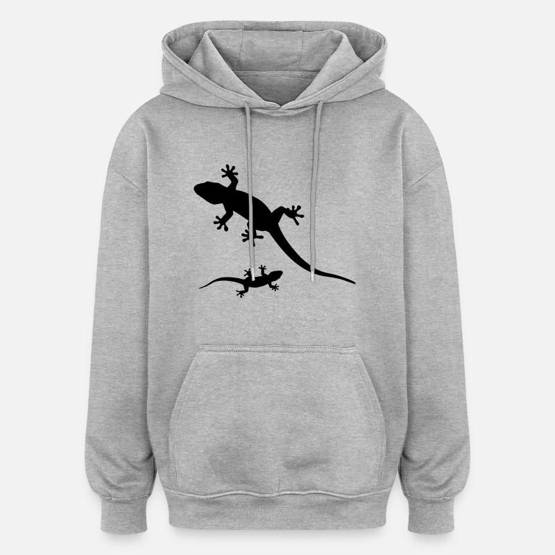 Geckos - Sweat à capuche oversize unisexe - gris chiné