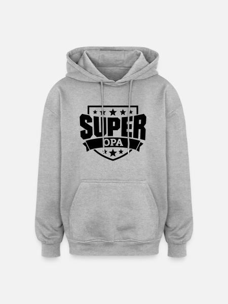 Super Opa - Oversized Unisex Hoodie - Grau meliert