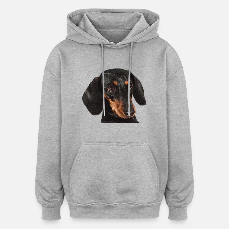 teckel - Sweat à capuche oversize unisexe - gris chiné