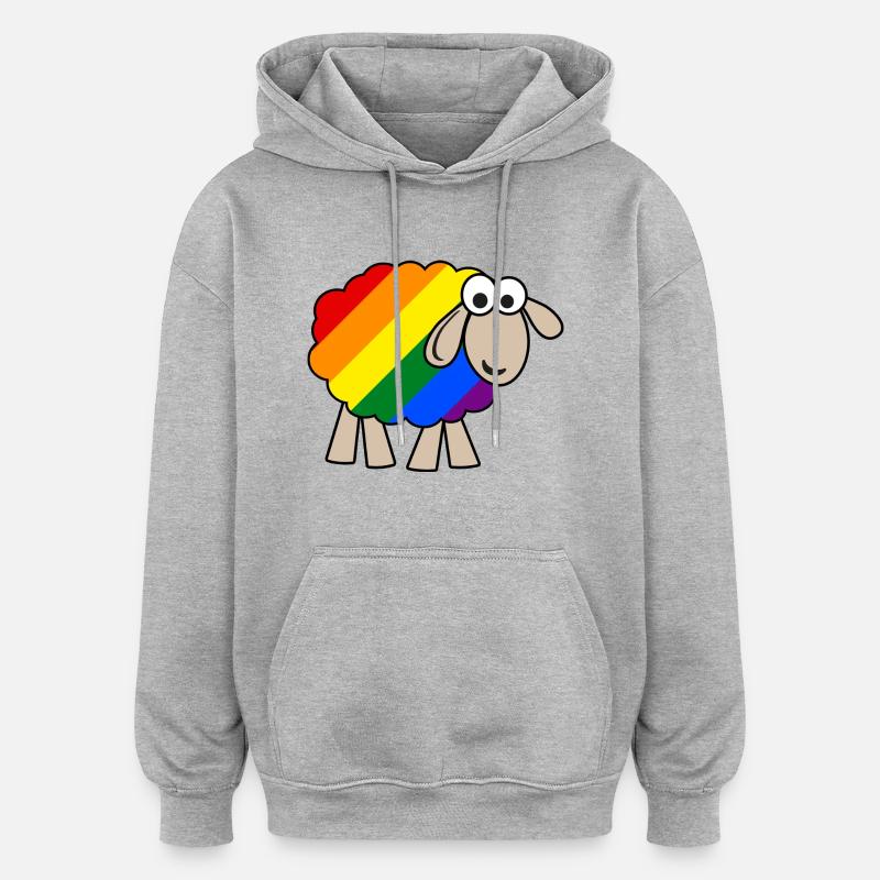 Mouton arc-en-ciel - Sweat à capuche oversize unisexe - gris chiné