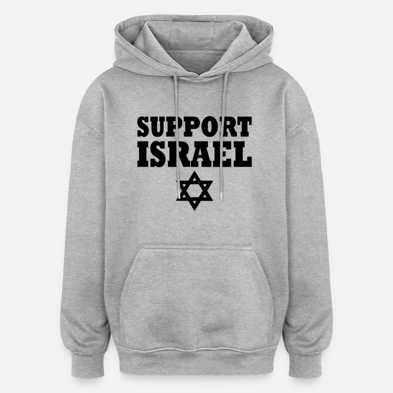Support israel - Sweat à capuche oversize unisexe - gris chiné