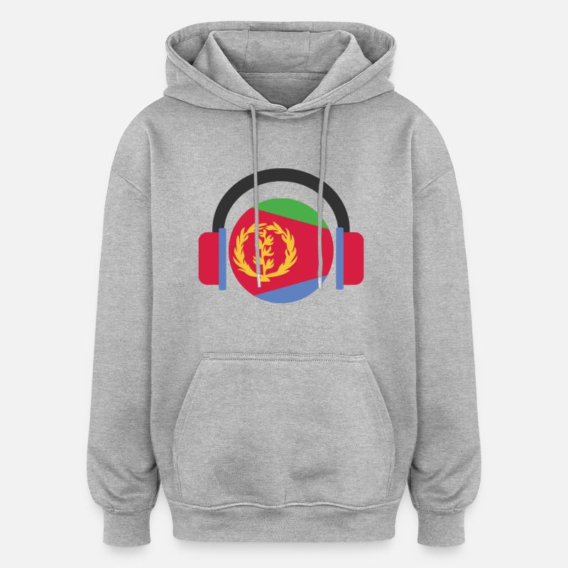 Eritrea Flagge Kopfhörer - Oversized Unisex Hoodie - Grau meliert